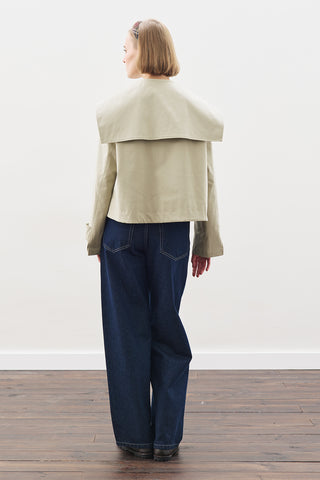 Wide-Collar Gabardine Jacket Soft Green
