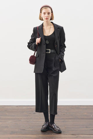 Belted Single-Button Blazer Black