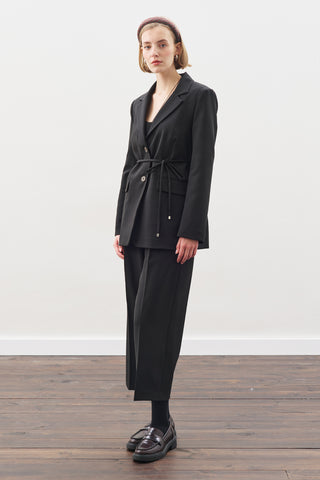 Belted Single-Button Blazer Black