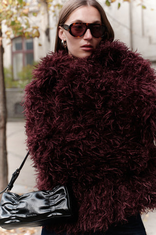 Mara Faux Fur Jacket Burgundy