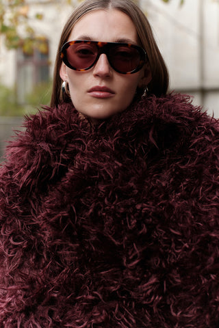 Mara Faux Fur Jacket Burgundy