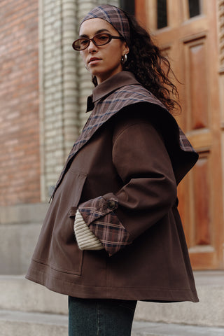Greta Scarf-Detail Parka Brown
