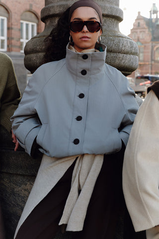 Trench-Style Bomber Jacket Blue