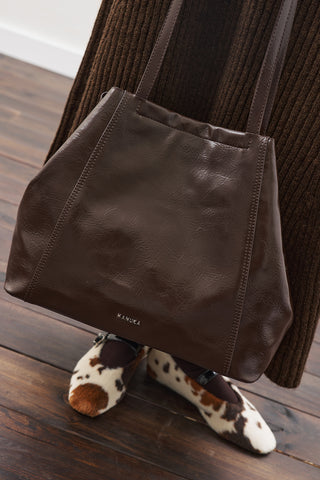 SQUARE TOTE ÇANTA KAHVERENGİ