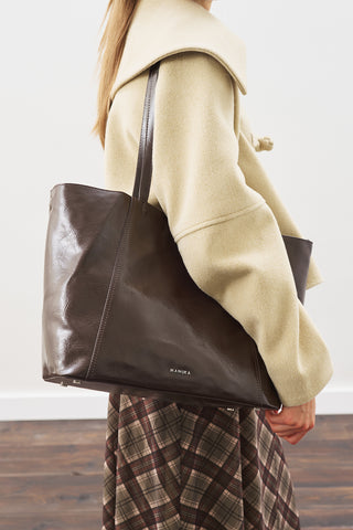 SQUARE TOTE ÇANTA KAHVERENGİ