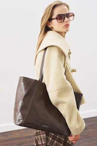 SQUARE TOTE ÇANTA KAHVERENGİ