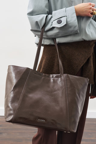 SQUARE TOTE ÇANTA KAHVERENGİ