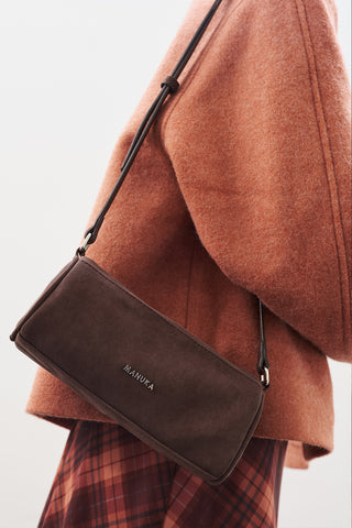 SÜET MİNİ OVAL ÇANTA ACI KAHVE