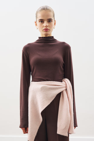 Wide-Collar Knit Scarf Pınk