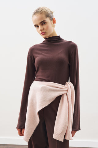 Wide-Collar Knit Scarf Pınk