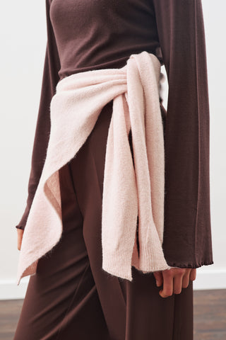 Wide-Collar Knit Scarf Pınk