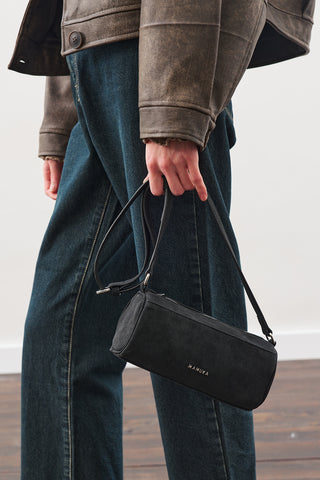 SÜET MİNİ OVAL ÇANTA SİYAH