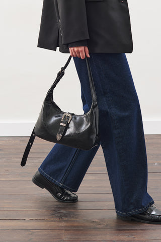 Chunky Buckle Shoulder Bag Black