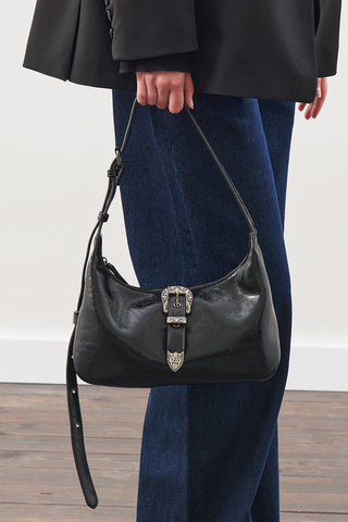 Chunky Buckle Shoulder Bag Black