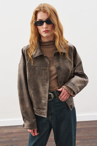 Distressed Leather Jacket Vintage