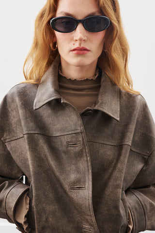 Distressed Leather Jacket Vintage