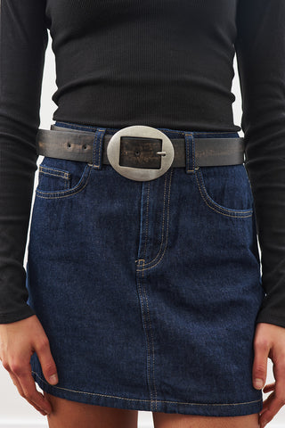 Large Oval Buckle Belt Black