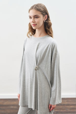 Knotted Trouser Set Grey Melange