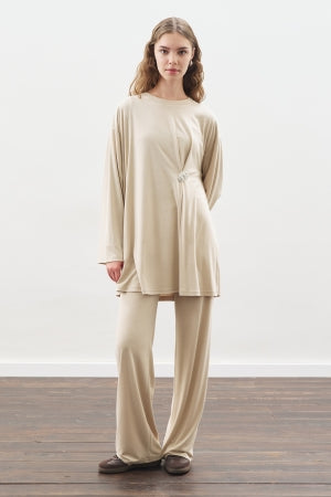 Knotted Trouser Set Stone