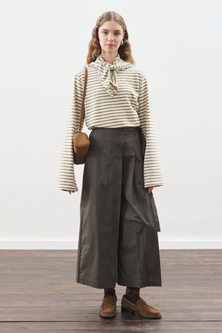Striped T-Shirt With Scarf Detail Khaki