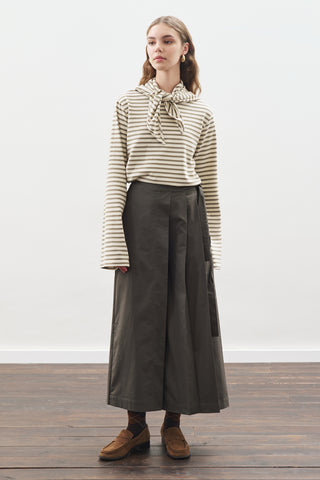 Striped T-Shirt With Scarf Detail Khaki