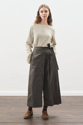 Striped T-Shirt With Scarf Detail Khaki