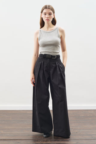 Pleated Gabardine Trousers Black