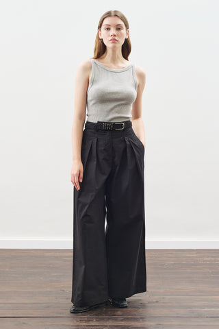 Pleated Gabardine Trousers Black