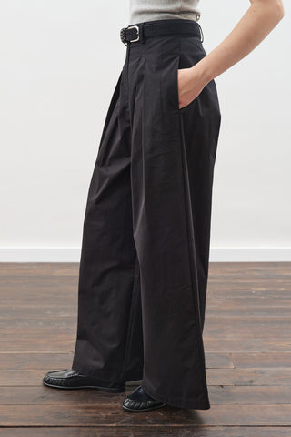 Pleated Gabardine Trousers Black