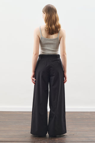 Pleated Gabardine Trousers Black