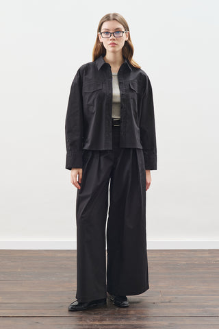 Pleated Gabardine Trousers Black