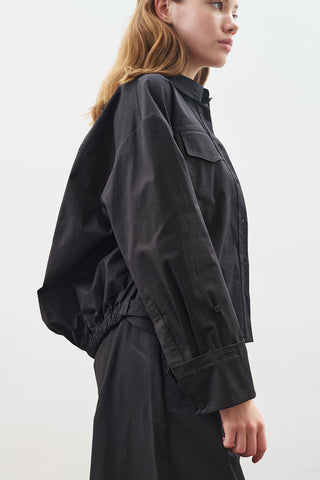 Stitch Detail Bomber Shirt Black