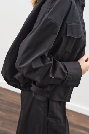 Stitch Detail Bomber Shirt Black