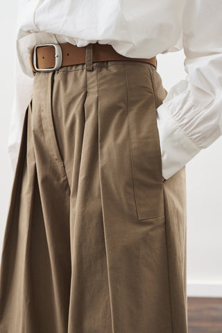 Pleated Gabardine Trousers Khaki