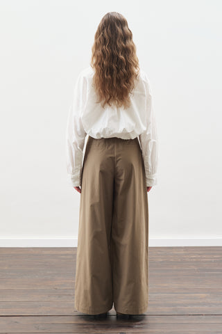 Pleated Gabardine Trousers Khaki