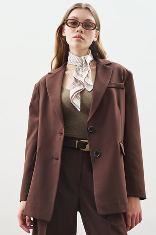 Oversized Cut Blazer Dark Brown