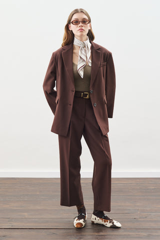 Oversized Cut Blazer Dark Brown