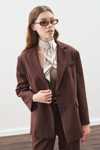 Oversized Cut Blazer Dark Brown