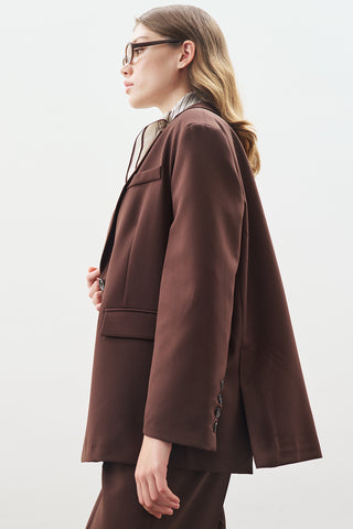 Oversized Cut Blazer Dark Brown