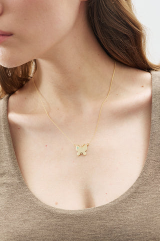 Butterfly Pendant Necklace Gold