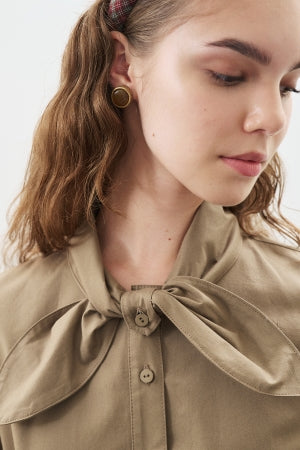 Tie Neck Dress Khaki