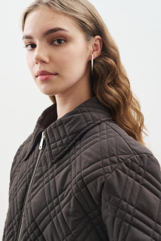 Quilted Jacket With Balloon Sleeves Black