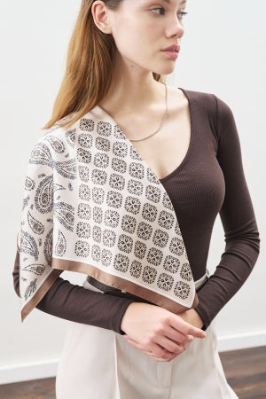 Patterned Mid Size Satin Scarf Saira