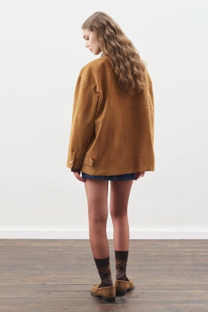 Suede Jacket With Patch Pockets Camel