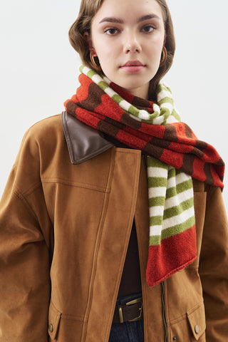 Striped Long Scarf Green