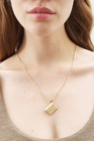 Envelope Pendant Necklace Gold
