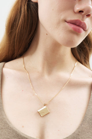 Envelope Pendant Necklace Gold