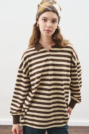 Oversized Polo T-Shirt Brown