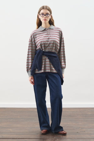 Oversized Polo T-Shirt Grey