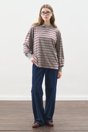 Oversized Polo T-Shirt Grey